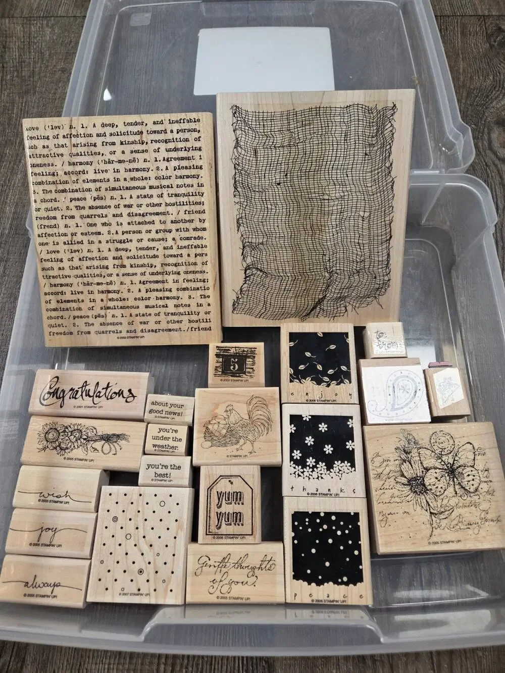 Stampin' Up Wood Block Rubber Ink Stamps Huge NEW Lot Set